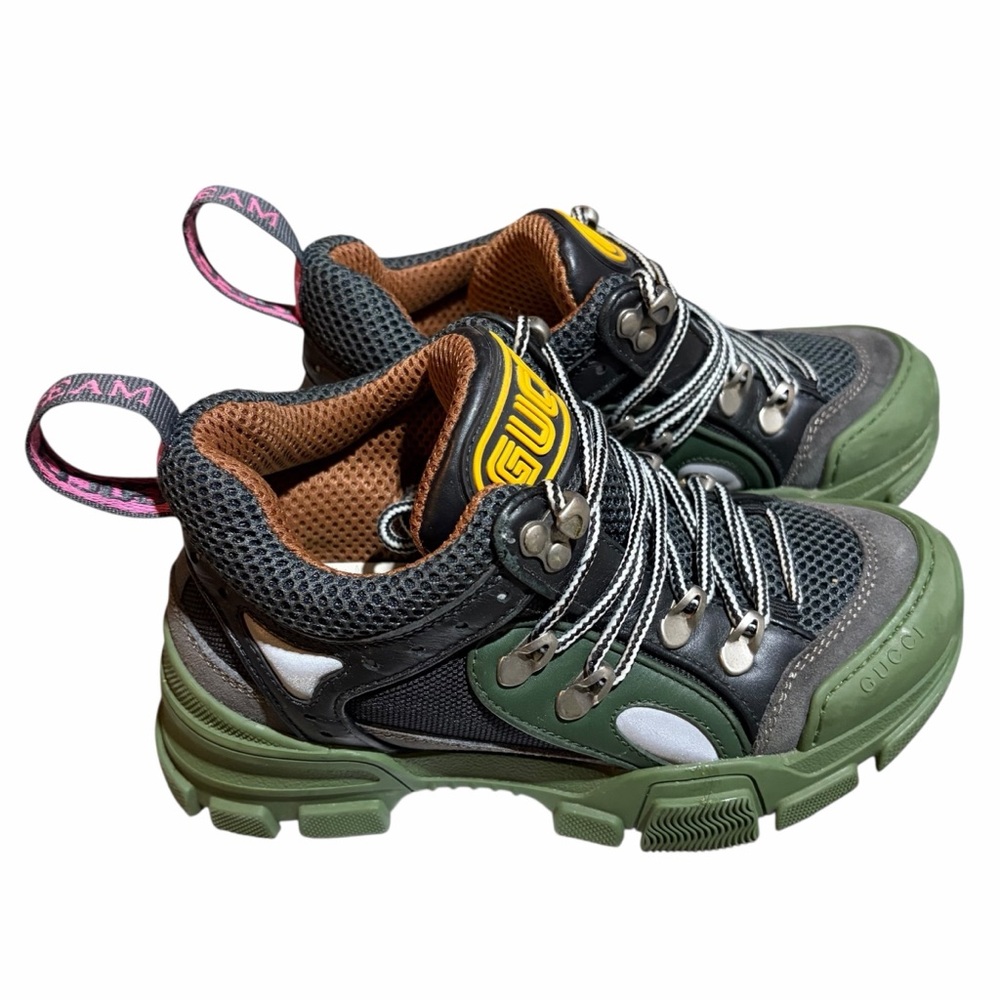 GUCCI Flashtrek SEGA Removable Crystal Embellished Belt Sneaker Shoe Green EU 34 - Picture 3 of 8
